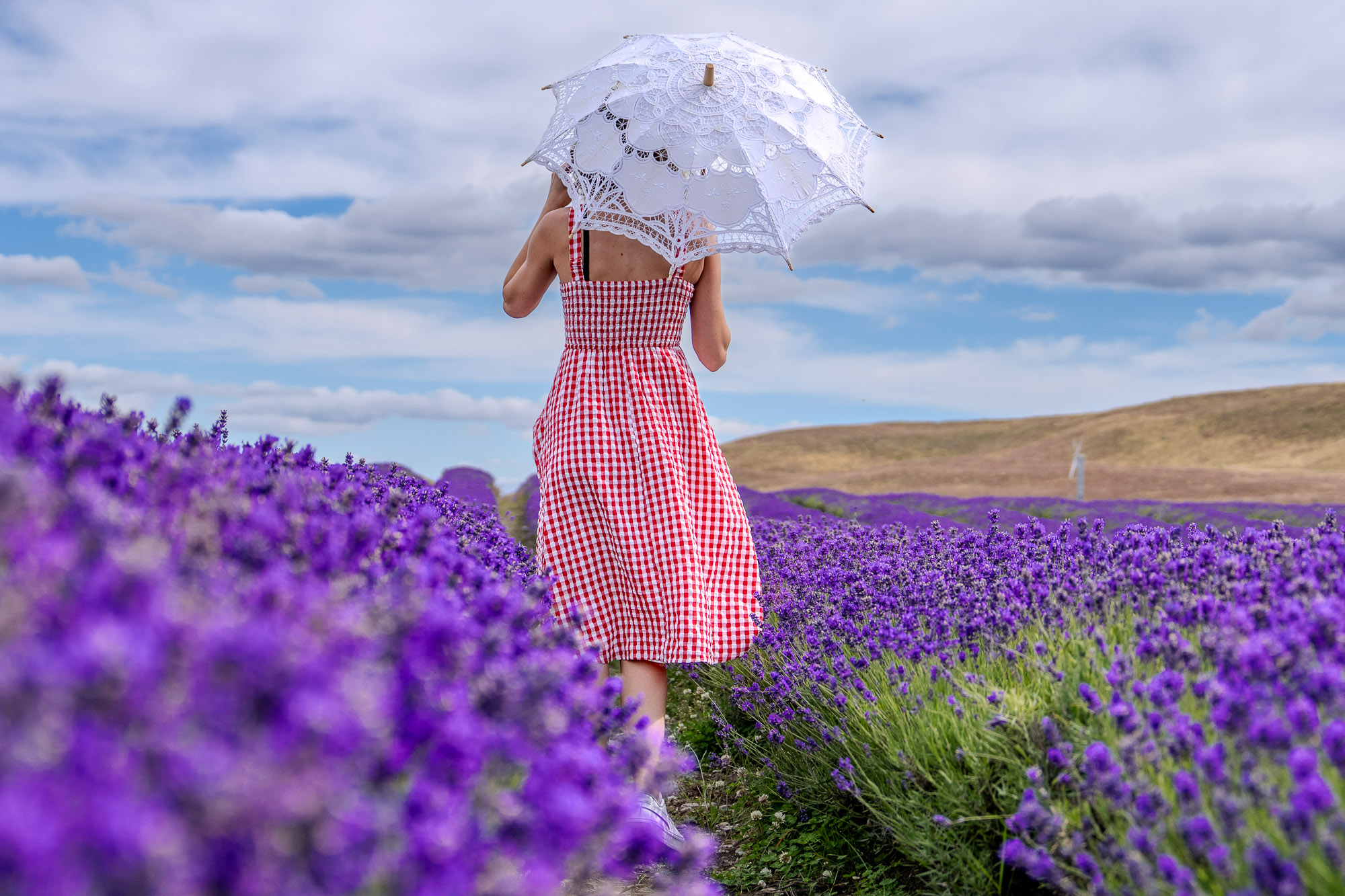 Portrait photography lavender field walking candid natural style Los Angeles photographer